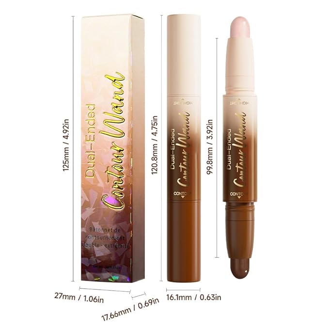 Darker Nude + Light Pink Contour Stick Dual Ended Face Body Makeup Waterproof no Transfer, 2 in 1 Cream Concealer Stick Contouring Makeup Kit, Nose Contour Bronzer Sticks Face Highlighter Make up