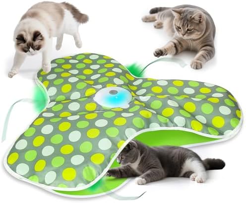 Interactive Cat Toys for Indoor Cats & Kittens - Automatic Hide & Seek Toy with Feather Tail,Squeaky Mouse Sounds, Motion Activated,USB Rechargeable Boredom Relief & Self Play Enrichment Game