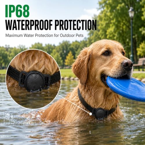 Dog Tracker, GPS Tracker for Dogs with Real-Time Location, No Monthly Fee, No SIM, IP68 Waterproof Ultra-Slim Lightweight with Holder, 500-Day Battery,iOS Only，Black