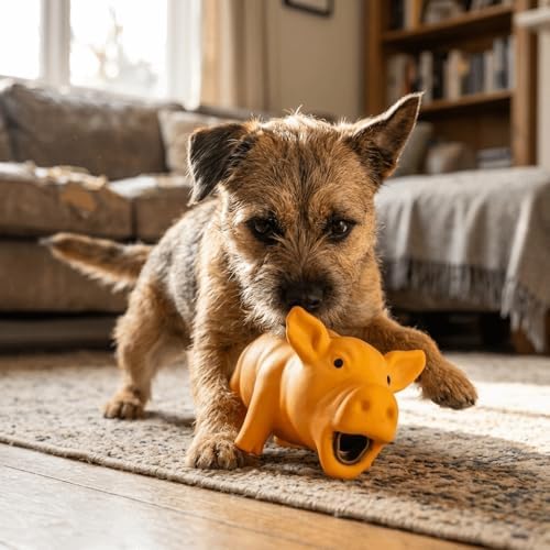 Dog Chew Toy Cute Pig Grunting Squeak Latex Pet Interactive Sound Dog Toy for Puppies for Playtime(Yellow)