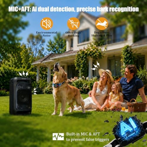 Bark Collar with Dual Sensor - IPX6 Waterproof Rechargeable Dog Training Collar, 4 Humane Modes & 7 Sensitivity Levels, No False Triggers Anti Barking Collar for Small Medium Large Dogs
