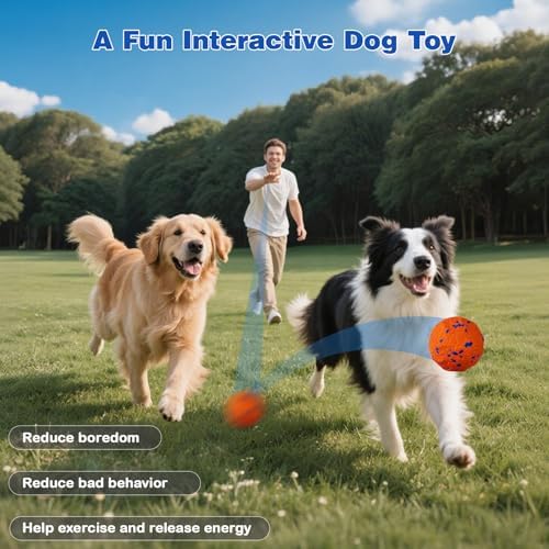 Smart Interactive Dog Ball, Interactive Dog Toys for Medium and Large Dogs to Keep Them Busy, E-TPU Material, IP54 Waterproof, Automatic Moving, Bouncing, Vibrating and Rotating Pet Balls for Boredom