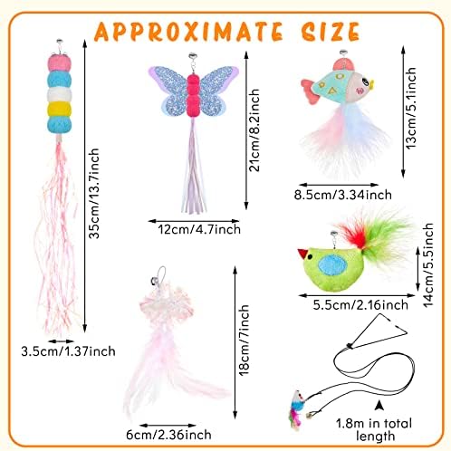 8 Pcs Doorway Cat Toys Indoor Feather Cat Toys Door Hanger Cat Toys Interactive Hanging Cat Toys Dragonfly Little Mouse Toys Retractable Cat Teaser Toys Kitten Toys for Play, 6 Styles (Vibrant Style)