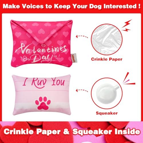 Valentine's Day Dog Toys, Squeaky Dog Toys with Crinkle for Dog Valentine's Day Gifts, Love Letter Toys for Small and Medium Dogs