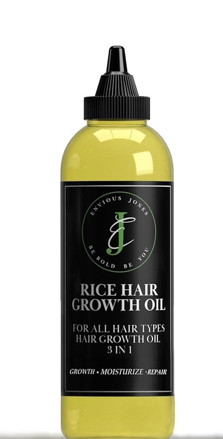 Rice Hair Oil 3 in1 growth moisturize repair alopecia edges beard hair loss hot oil treatments. for Hair Growth, Eyelashes and Eyebrows balding crowns bald spots 4oz fl