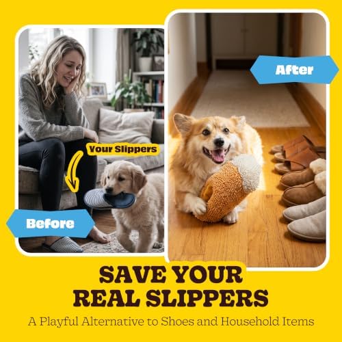 Nocciola Squeaky Dog Toy, Wearable Paw Slipper for Interactive Foot Play