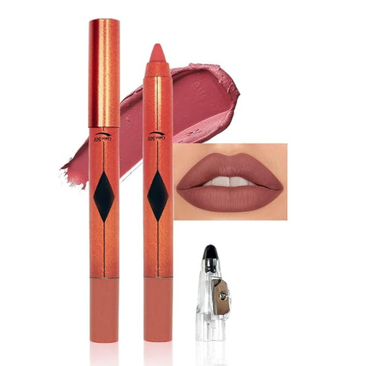 Nude Color Lip Liner Pencil, Smooth Matte Lipstick Crayon with Lip Pencil Sharpener for Women, Velvet Smudge Proof Smudgeproof Waterproof No Transfer Makeup Forever Lipliner 501#
