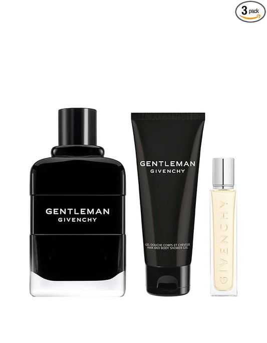 Givenchy Gentleman 3-Piece Gift Set for Men (3.4 Oz Eau De Parfum Spray + 2.5 Oz Shower Gel + 0.42 Oz Eau De Parfum Travel Spray)