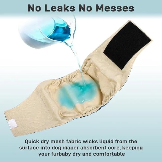 Langsprit Small Male Dog Diapers for Doggie Puppy,Reusable Belly Bands for Male Dogs Wraps,Washable Doggy Dog Diapers Medium Large in Incontinence 5 Pack (Brown, Green, Grey, X-Small