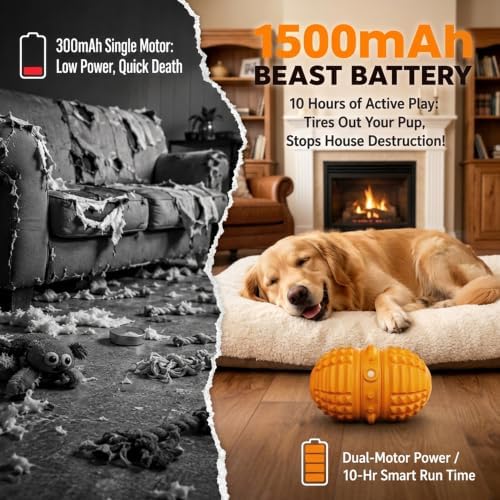 Smart Interactive Dog Toy, 8 Modes Automatic Rolling Ball with a Recording Function, Food-Grade Rubber Material Interactive Dog Ball for Medium and Large Dogs