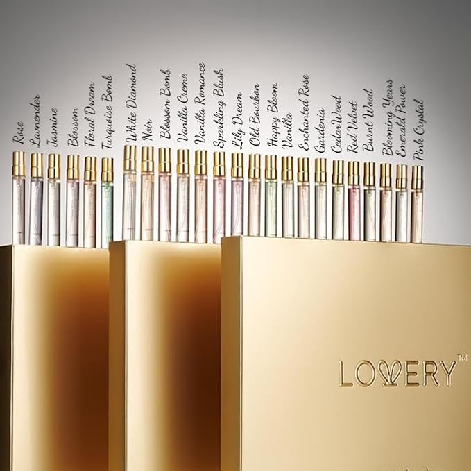 LOVERY 24-Piece Beauty Perfume Sets Gifts Set, Unique Gifts for Women - Mothers Day Gifts for Mom, Wife, Teen Girls, Floral Fragrance Sampler, Travel-Size Perfumes
