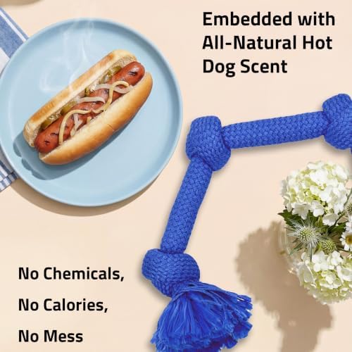 Playology Tug Rope Dog Toys for Large Breed Dogs - Jumbo, Hot Dog Scent