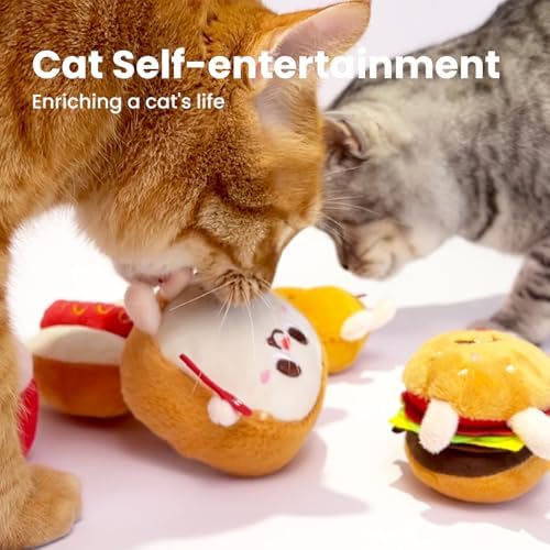 5 Pack Catnip Toys,Hamburger Shape Crinkle Toys for Indoor Cats