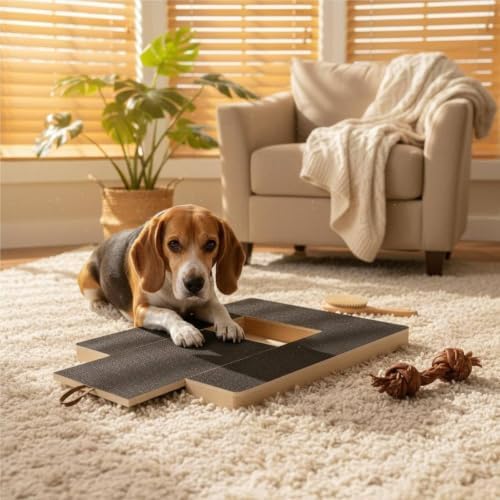 Nail File Treat Dispenser for Dogs, Wooden Dog Nail Scratching Pad