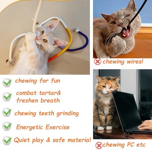 Cat Toys Chew Ropes, Silvervine Sticks Catnip Rope Toys with Refillable Natural Catnip for Cats Dental Care, Safe Teeth Cleaning Toy for Indoor Cat Kitty Kicker Toy Interactive Catnip Kitty Toys
