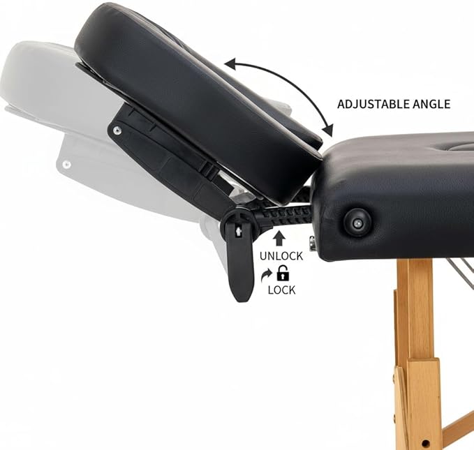 Artechworks Massage Table Massage Bed Portable Lash Bed for Eyelash Extensions Beauty Tattoo Table Adjustable for Spa Salon,Lightweight (Black, 3 Folding No Bag)