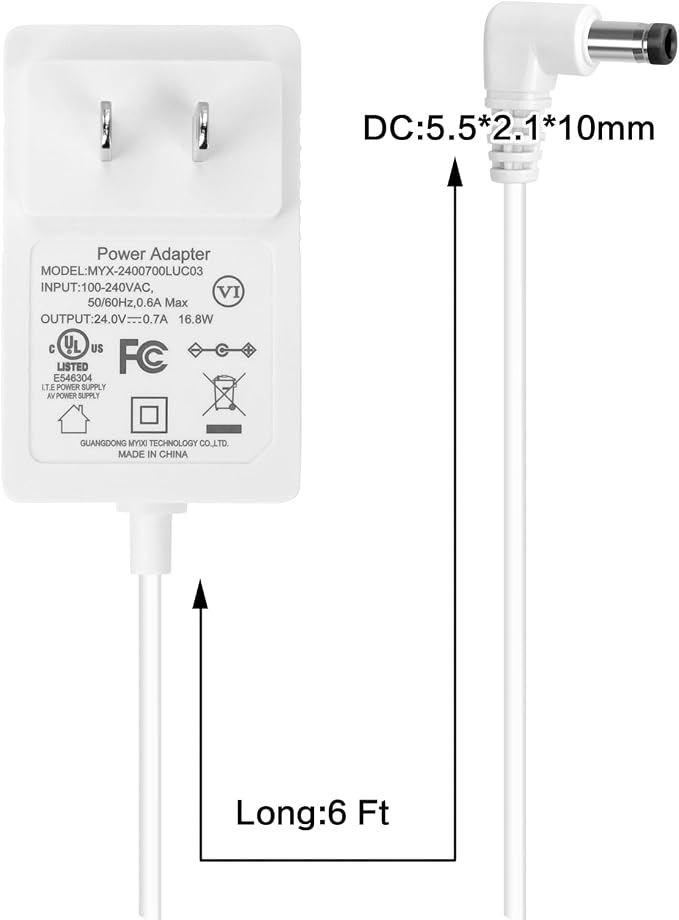24V 0.7A/0.65A/0.6A/0.5A Diffuser/Humidmifier Power Adapters Cord Compatible with URPOWER doTERRA Young Living Dewdrop Essential Oil Diffuser, InnoGear ASAKUKI VicTsing Humidifier
