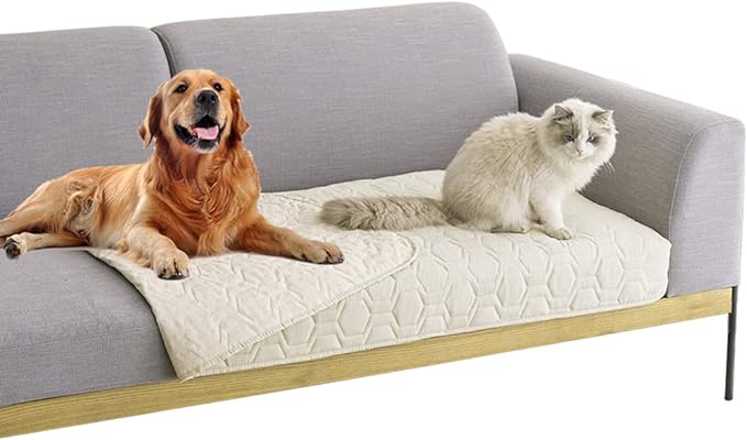 Tcksstex Waterproof and Anti-Slip Dog Bed Cover and Pet Blanket Sofa Pet Bed Mat ，car Incontinence Mattress Protectors Furniture Couch Cover for Most Cats Dogs, Pets（30x70-Ivory）