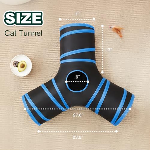 Love's cabin Cat Tunnel for Indoor Cats, 3-Way Collapsible Play Tunnel