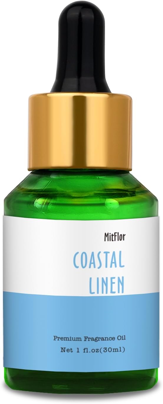 Coastal Linen Fragrance Oil, MitFlor 30ml Single Scented Oils, Large Size Premium Grade Fragrance Oil for Soap & Candle Making, Aromatherapy Diffuser Oils, Clean & Fresh Scent for Home