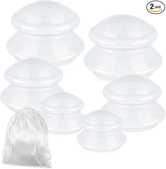 TrelaCo 6 Pcs Cupping Kit for Massage Therapy 3 Sizes Silicone Cupping Set Chinese Massage Therapy for Studio Household Cellulite Joint Pain Muscle Pain(Milky)