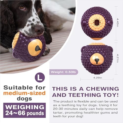 TLKNG 3 in 1 Large-Size Raspberry Dog Fillable Lick Treat Toy,Long-Lasting Ultimate Boredom Buster, Kibble Dispenser Food Ball & Dogs Chew Toys BPA-Free