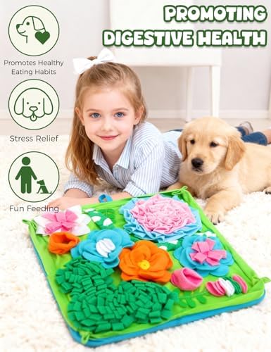 Snuffle Mat for Dogs, Slow Feeding Game Interactive Puzzle Dog Food Mat,Encourage Natural Foraging Skill-Dog Snuffle Mat 19.7''x19.7''Easy to Clean, Durable