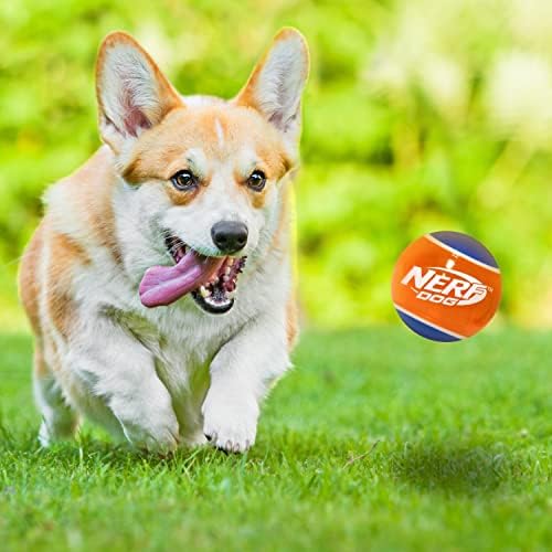 Nerf Dog Rubber Tennis Ball Squeak Toy, Durable, Water-Resistant, 2.5in, 2 Pack