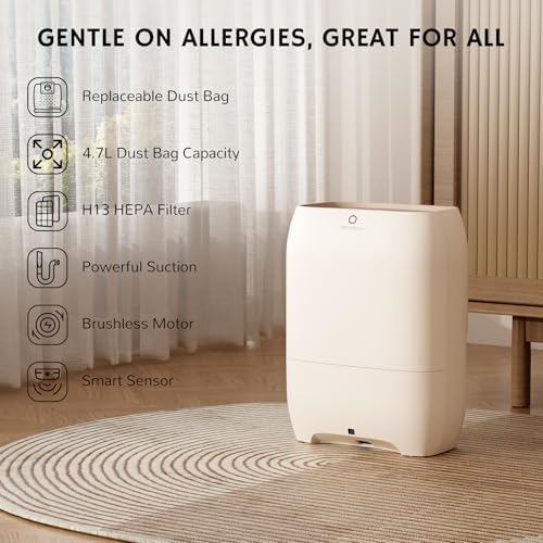 AIRTHEREAL T1 Plus Touchless Vacuum with Replaceable Dust Bags, 3 Modes