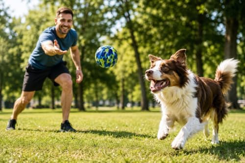 Dog Chew Ball, Strong Chew Ball for Small Medium Dogs, Durable Floating Fetch Toy Outdoor Training (Blue Camouflage)