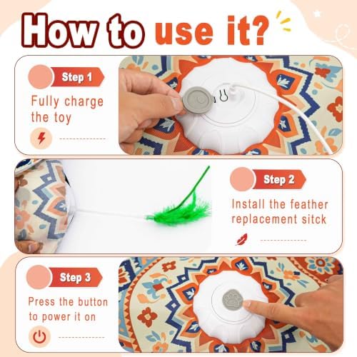 Interactive Cat Toys, Rechargeable & Touch Activated Hide and Seek Kitten Toys for Bored Indoor Cats