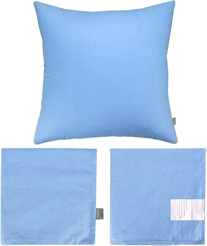 4-Pack 100% Cotton Comfortable Solid Decorative Throw Pillow Case,Thmyo Square Cushion Cover Pillowcase Sublimation Blank Pillow Covers DIY Throw Pillowcase for Sofa(16x16 inch/ 40x40cm,Sky Blue)