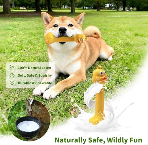 Latex Squeaky Dog Toys, 3 Pack Soft Rubber Dog Chew Toys, 8.7" Standing Stick Animal Pet Toy to Keep Them Busy, Interactive Fetch Squeak Toy for Puppy Small Medium Dogs