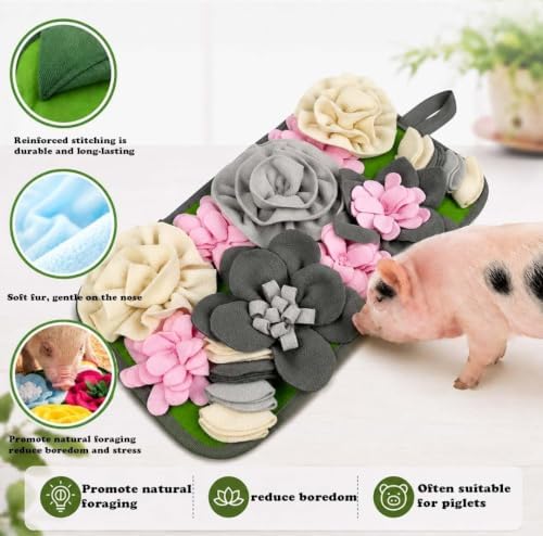 Pig Foraging Mat for Mini Pigs, Pig Toys for Mini Pigs with Snuffle Feeding Pad and Chewable Enrichment Features, Interactive Treat Seeking Activity Toy for Pet Pigs, Farm Pigs and Small Animals