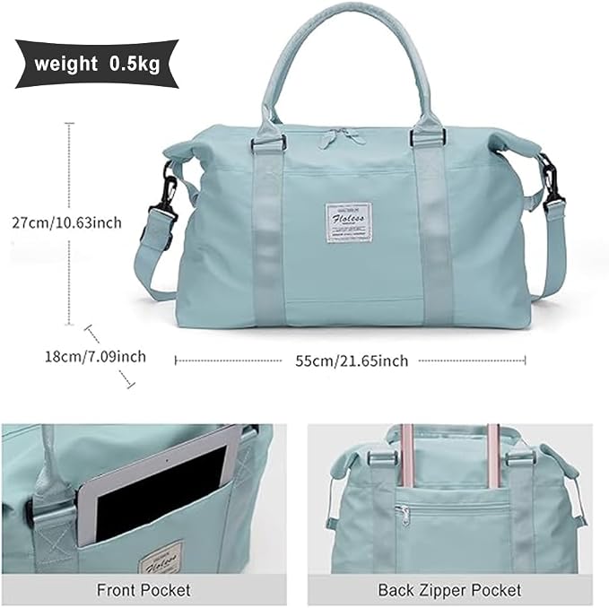 Travel Duffel Bag, Carry On Overnight Weekender Bags for Women | Travel Bag with Wet Pocket & Trolley Sleeve, For Spirit Airlines 18x14x8 Personal Item Bag