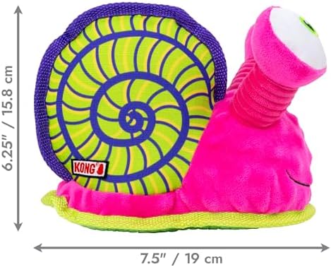 KONG Tropics Rattlez Dog Toy – Durable Plush with Rattle & Crinkle Sounds, Multi-Texture Interactive Enrichment Toy for Dogs (Snail, Medium/Large)