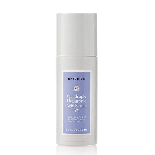 Naturium Quadruple Hyaluronic Acid Serum 5% Jumbo, Hydrating & Plumping Face Serum, Anti-Aging & Moisturizing Skin Care, Fragrance-Free, 2 oz