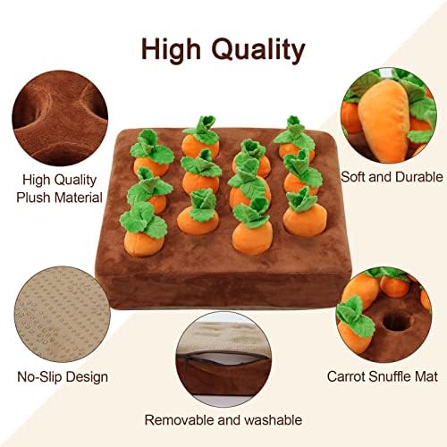 Snuffle Mat & Carrot Puzzle Toy for Dogs, Enrichment Toys with 12 Carrots
