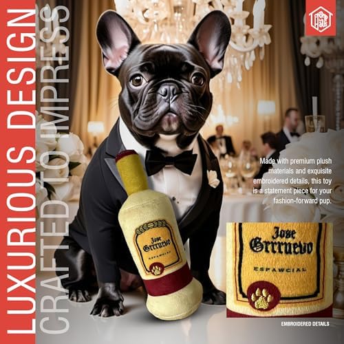 Jose Grrruevo – Luxurious Parody Plush Dog Toy with Squeaker, Premium Fabric, Embroidered Details, Designer-Inspired Chew Toy, Fun Gift for Medium Dogs & Dog Lovers