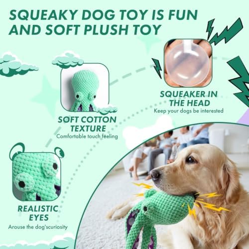 Plush Octopus Dog Toy Bite Resistant InteracPet Plush Toy Cat Dog Plush Squeaky Toy Octopus Shell Puzzle Toy Bite Resistant Interactive Pet Dog Teeth Cleaning Chew Toy for Small and Medium Dog