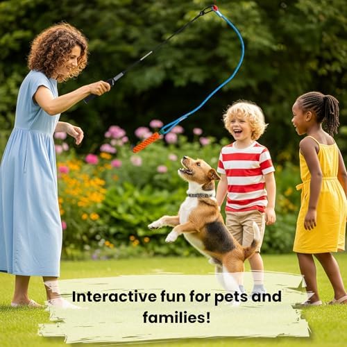 Flirt Pole for Dogs, Tether Tug Outdoor Dog Toy, Interactive Toys for Large Breed & Puppies, Agility Training Equipment, Durable Rope Toy with Chew Ball, Exercise & Training Tool