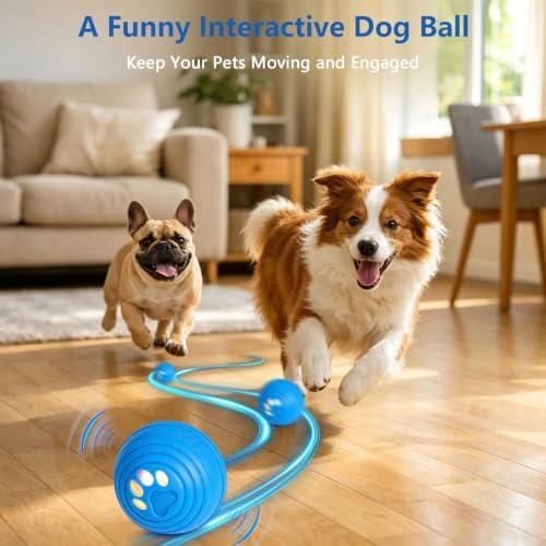 Smart Interactive Dog Ball for Aggressive Chewers, Self Moving Toy, E-TPU