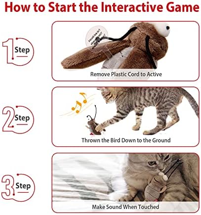 Gigwi Squeaky Cricket Cat Toy,Interactive Cat Toys Electronic Motion Activated Bug Sound，Automatic Cats Play Squeaky Toy for Indoor Fun