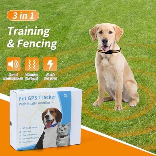 Wireless GPS Dog Fence Collar – 4G Smart Tracker with Geo-Fence, Free APP, History Route, IP67 Waterproof, 500mAh Battery, No Subscription – for Medium & Large Dogs