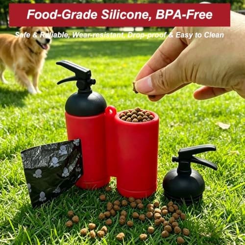 Dog Poop Bag Holder for Leashes, Red Doggie Waste Bag Dispenser and Treat