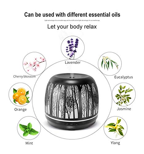 Essential Oil Diffuser Tree 500ml Colorful Iron LED 3d light Advanced Cool Mist Humidifier Best Rated Diffusers for Essential Oils, Premium Iron Aromatherapy Diffuser with 7 Color LED Lights