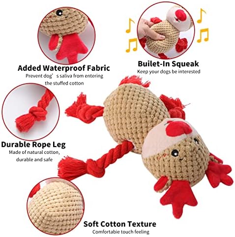 2 Pack Christmas Squeaky Plush Dog Toys for Small Medium Large Dogs, Durable and Indestructible Dog Toys,Stuffed Squeaky Toys for Dogs Puppy Toys Include Cute Snowman and Elk
