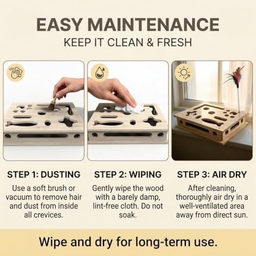 Cat Scratch Puzzle Enrichment Box, Interactive Cat Nail File with Sandpaper Liner for Claw Care, No-Stress Alternative to Clippers and Grinders for Indoor Cats