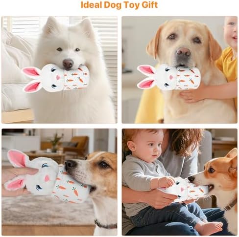 Easter Dog Toys with Squeaker for Large Breed Interactive Dog Chew Toys for Puppies Small and Large Dogs Easter Rabbit Squeaky Dog Easter Gifts Training and Reduce Boredom (Cup Rabbit