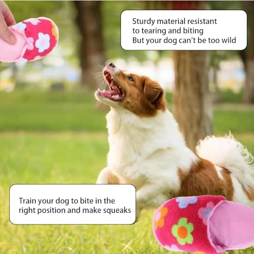 2Pcs Pink Slipper Design Durable Chew-Resistant Dog Toys with Interactive Squeaker, Double-Layer Oxford Fabric Plush Pet Chew Toys for Aggressive Chewers, Machine Washable